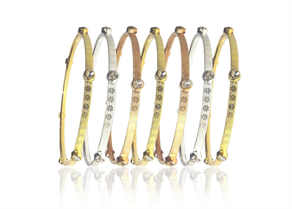 Three Tone Plated CZ Studded 7 Days Semanario Bangles